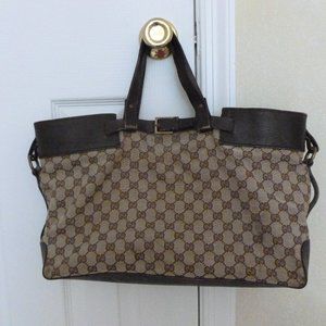 Gucci GG Monogram Canvas and Leather Tote
